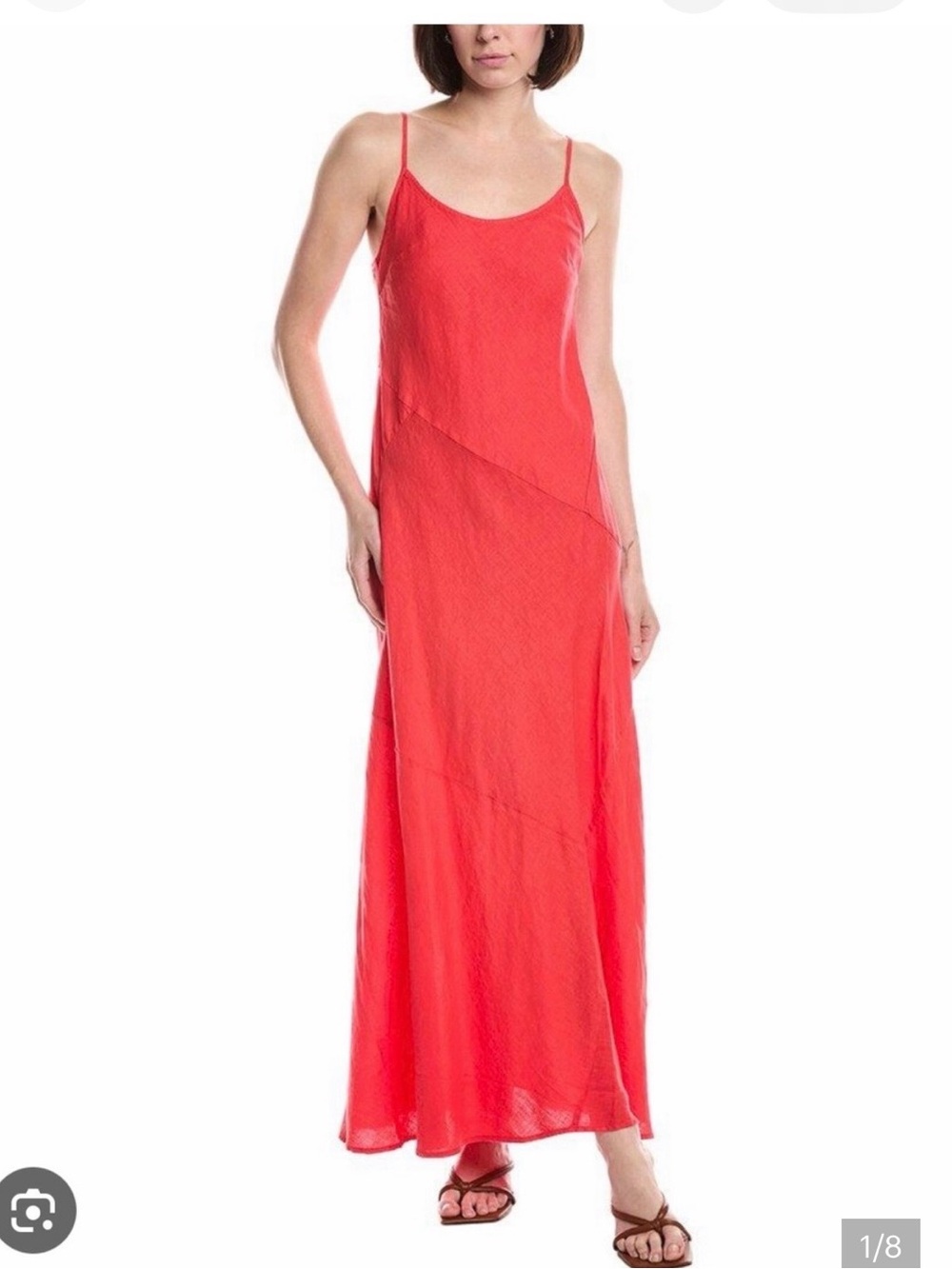 Michael Star's Women’s Linen Coral Dress - Sleek Strappy Maxi